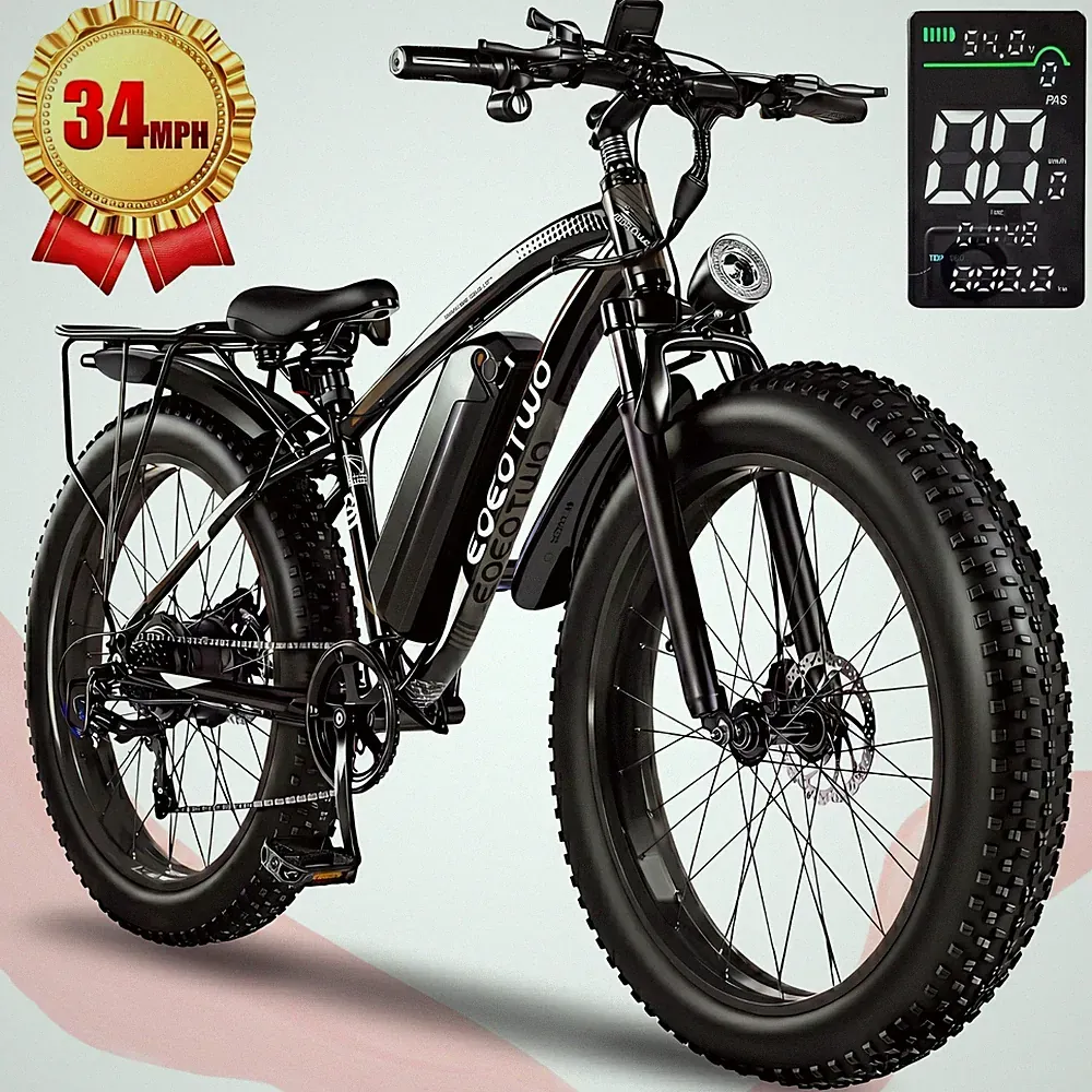 26"Fat Tire Electric Bikes for Adults 1500W 34MPH 60Miles Fast Mountain Bicycle