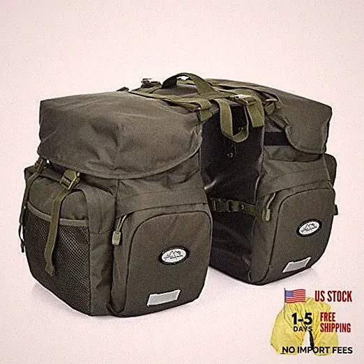 50L Bike Panniers, Waterproof Bicycle Commuting Bag with Rain Cover, Green