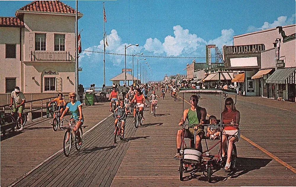 Bicycle Riding Boardwalk Unique Bicycle Ocean City New Jersey Postcard