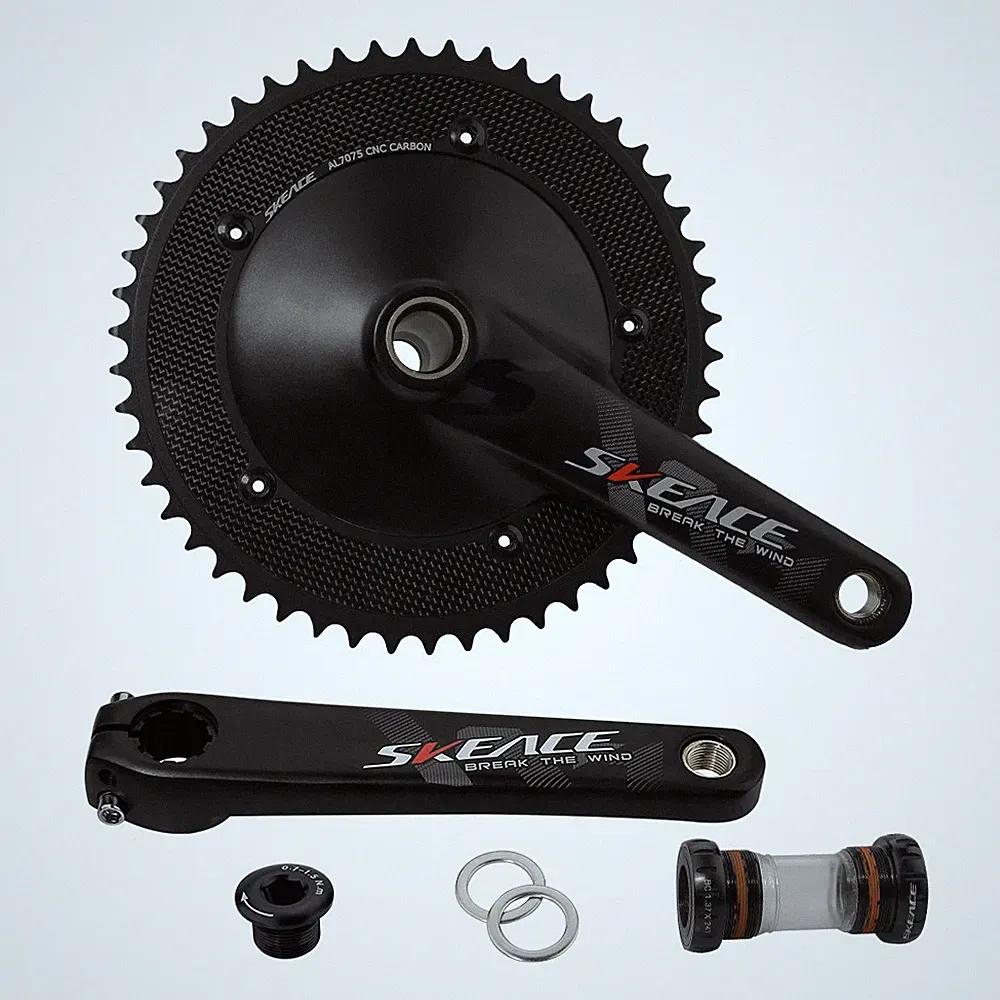 Fixed Gear Track Bicycle Hollow tech Carbon Crankset 49T Chainwheel 165mm Crank