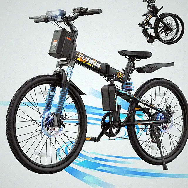FLYRUN 26" Folding Commuter Ebike 7 Speed Peak 750W 48V Electric Bike for Adults