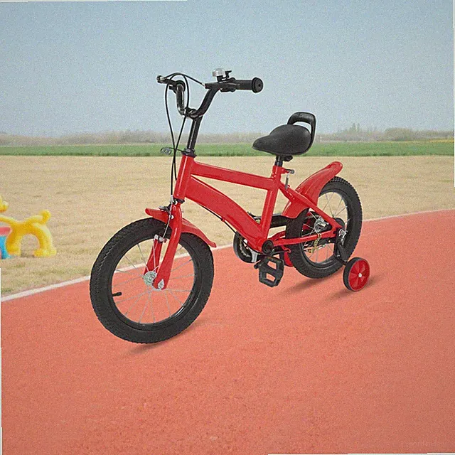14-Inch Kids Bike With Training Wheels, Adjustable Seat Red/Black Beginner